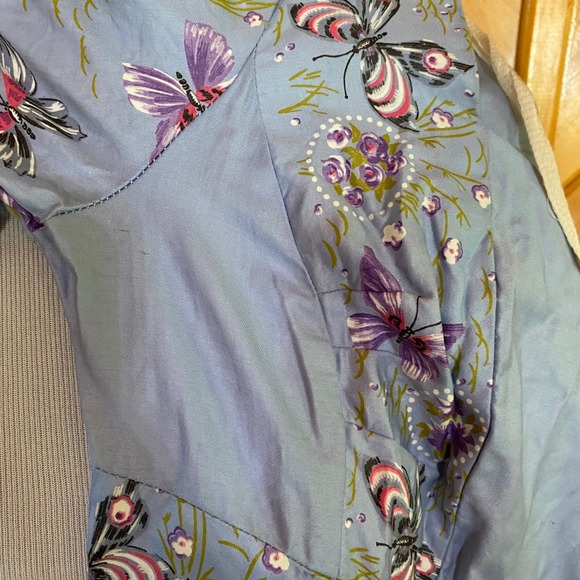 Vintage 1950s NWT Prentiss Lane Dorothy Burns Butterfly Floral Dress 11 ILGWU - Picture 12 of 13